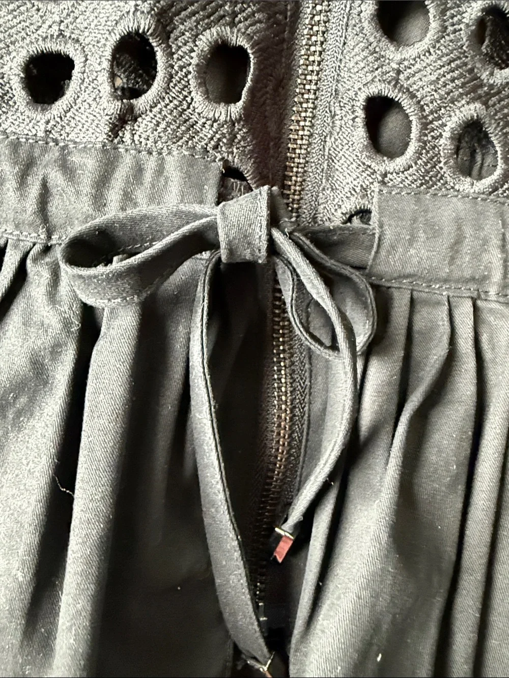 Gracia Black Eyelet Zip-Front Peplum Jacket